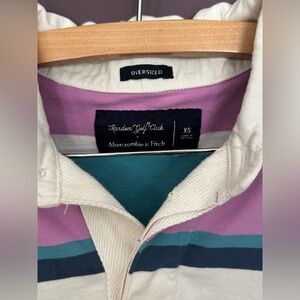 Abercrombie & Fitch Cream and Purple Polo